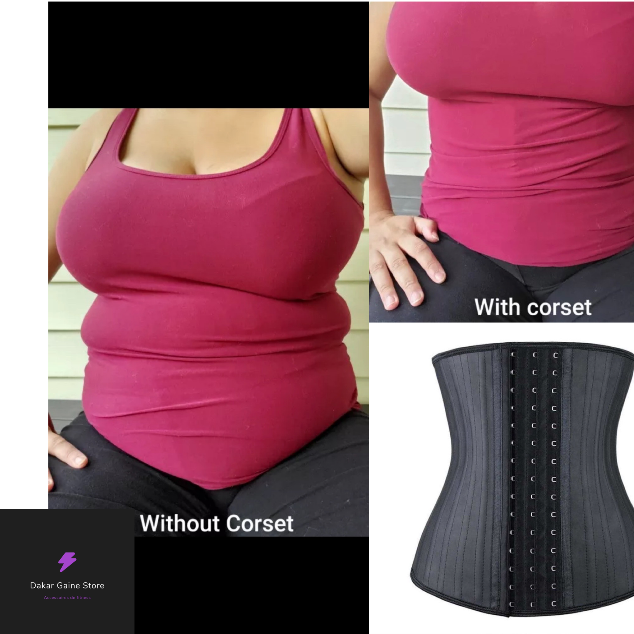 Gaine en latex 3 niveaux crochets